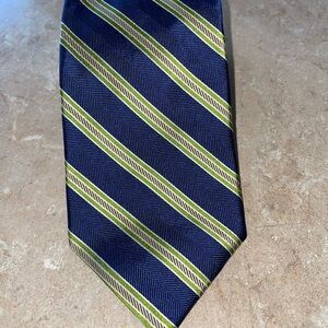 Navy and Green Striped Men's Tie